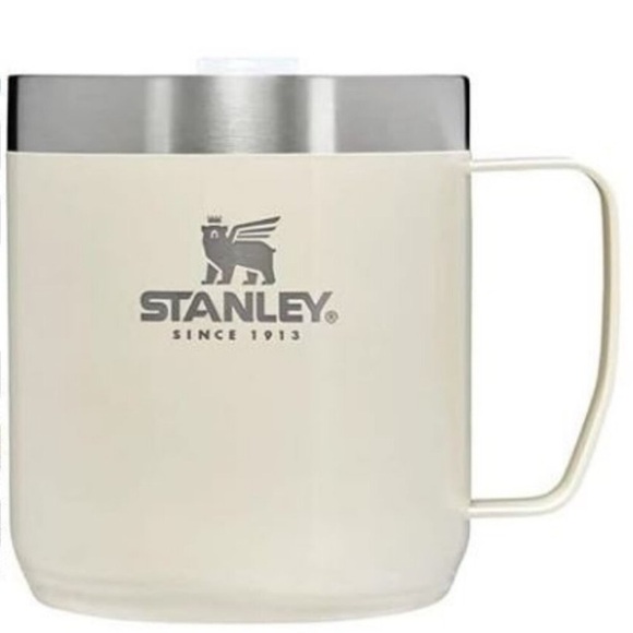 Stanley Cream and Stainless Steel Mug 12onz New - Picture 1 of 2